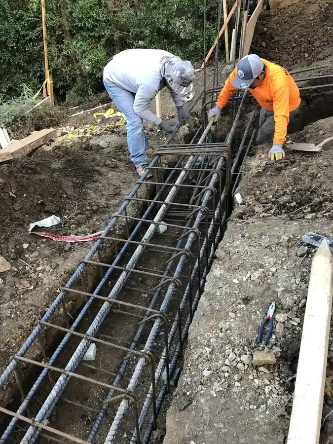 Footings tied and inspected before concrete